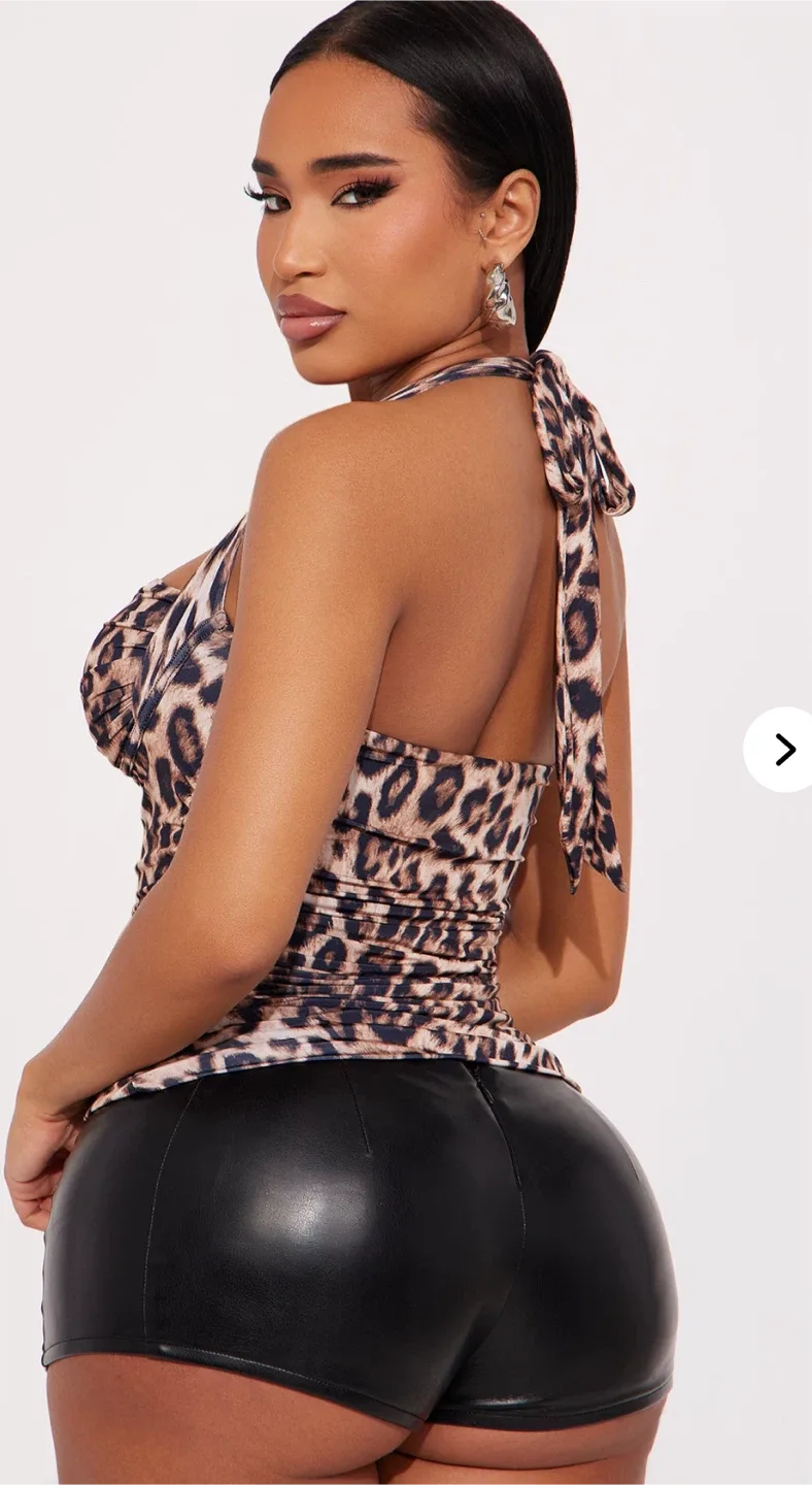 Fashion Nova Leopard Print Halter Top image indicator(2)
