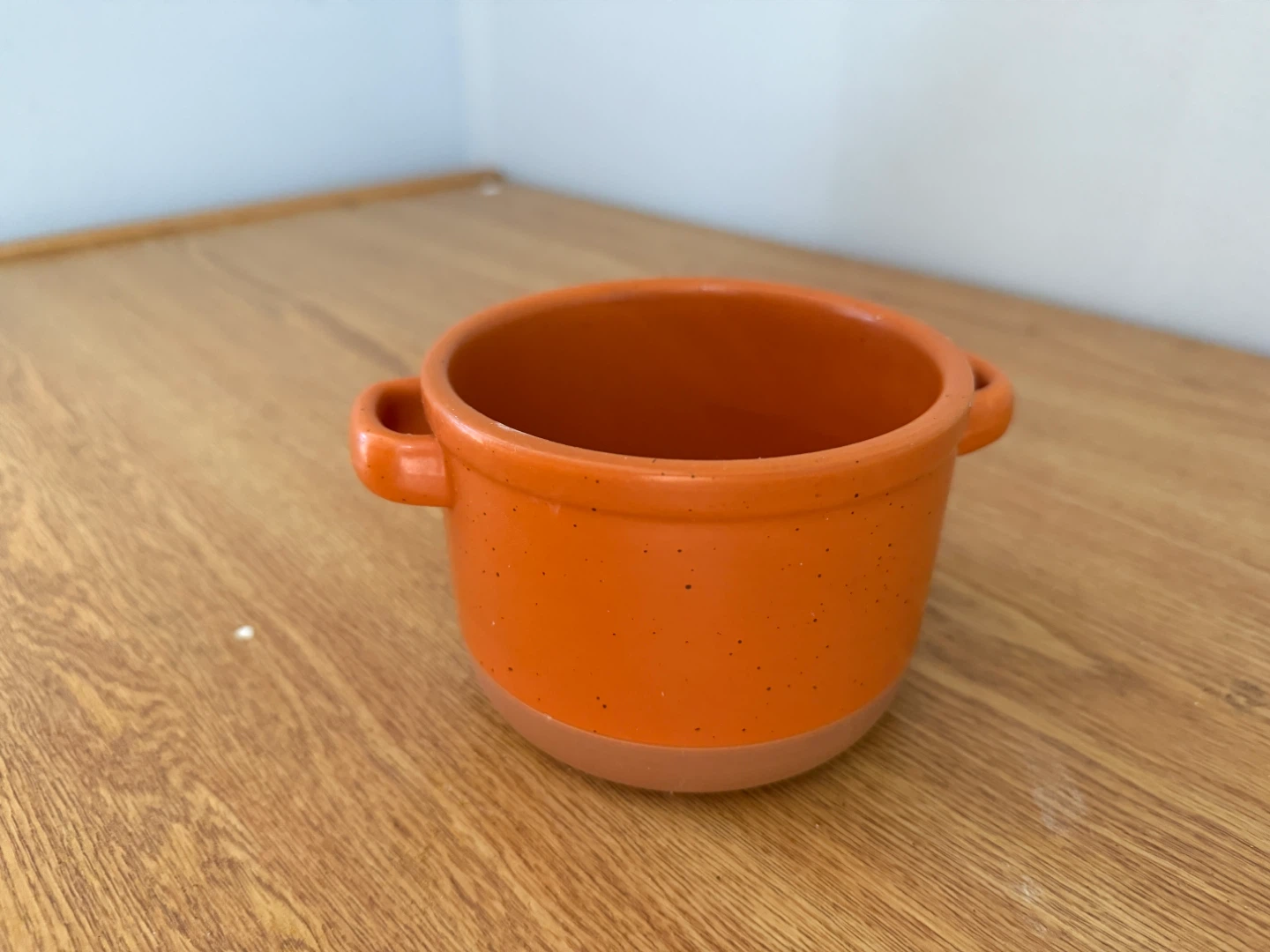 🧡 Fall special Orange Speckled Ceramic Pot with Handles