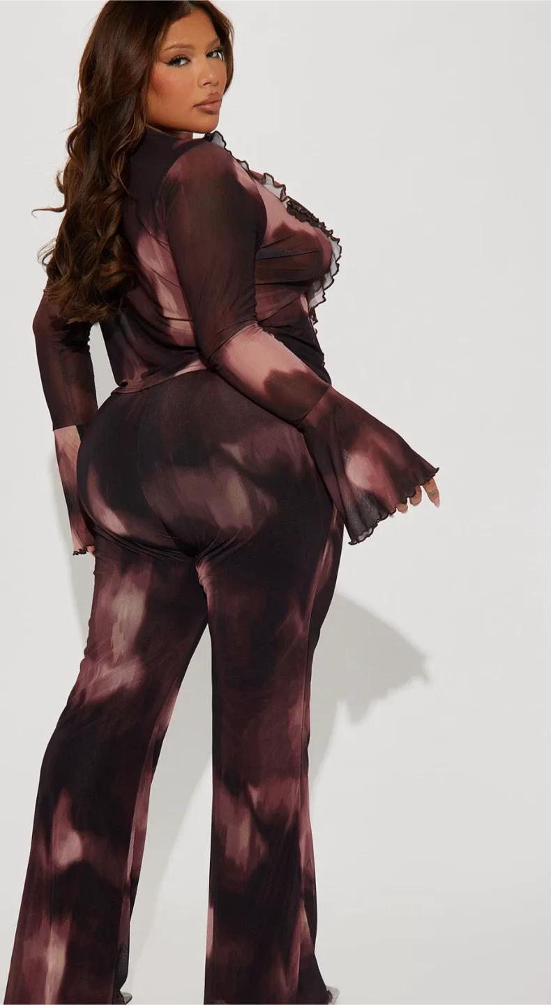 Fashion Nova Brown Tie Dye Mesh Set image indicator(3)