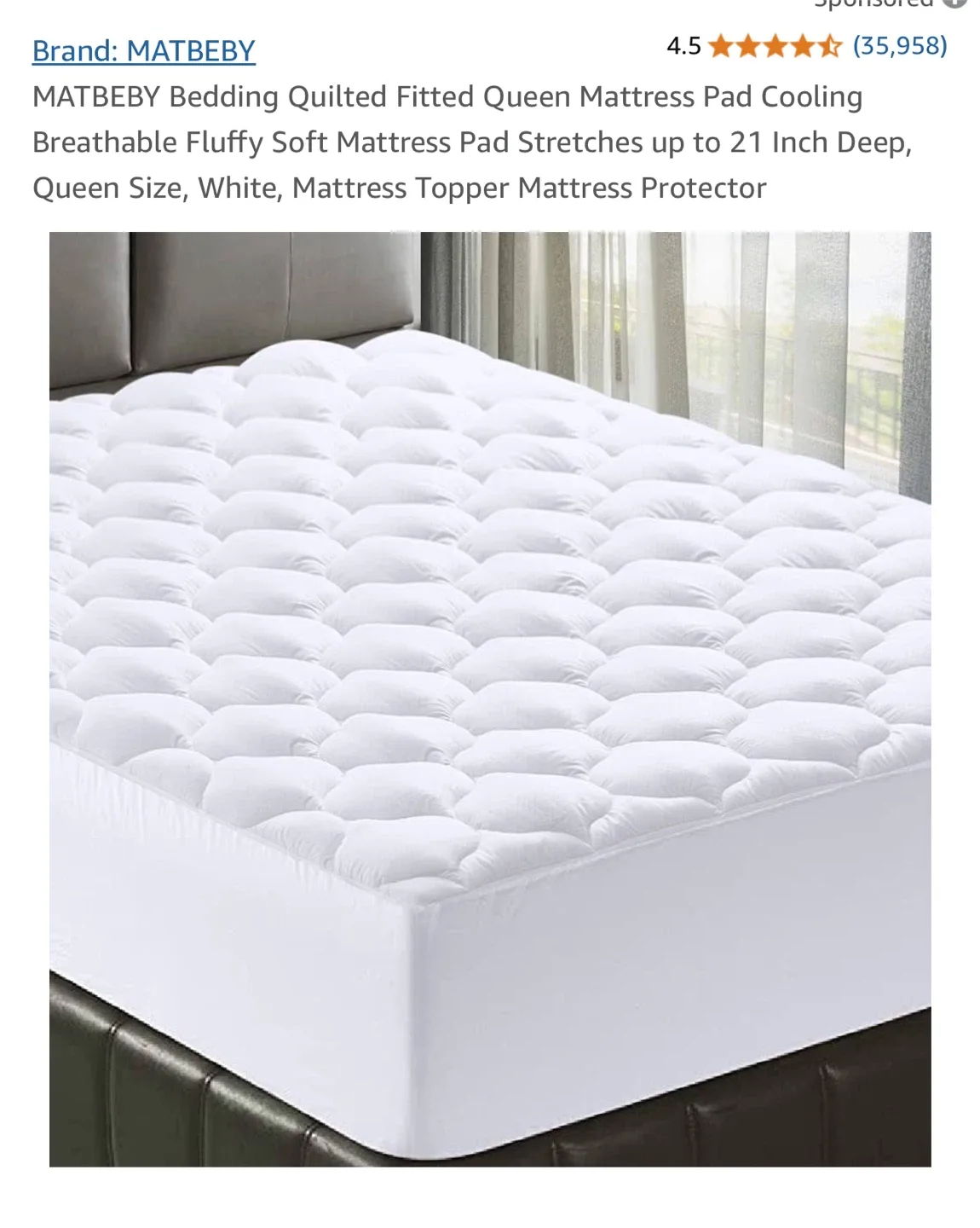 MATBEBY Queen Mattress Pad - Cooling & Breathable thumbnail