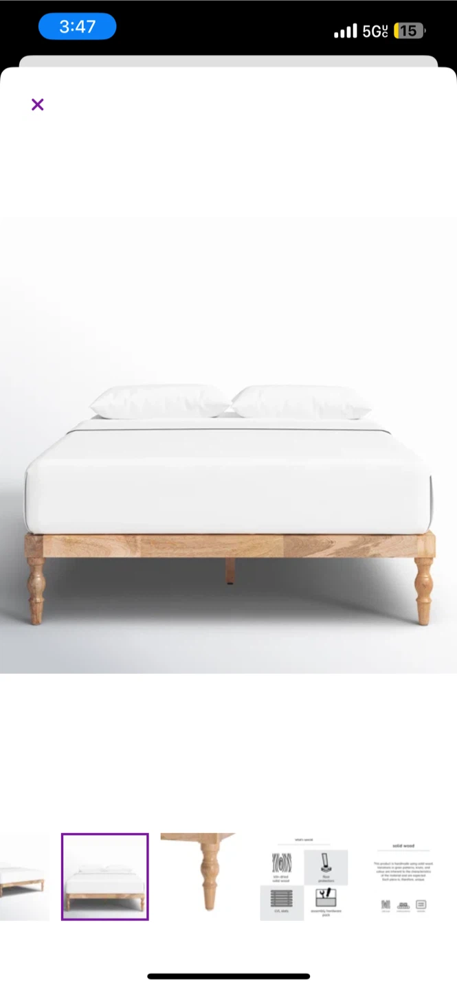 Queen Size Solid Wood Bed Frame - photo 3
