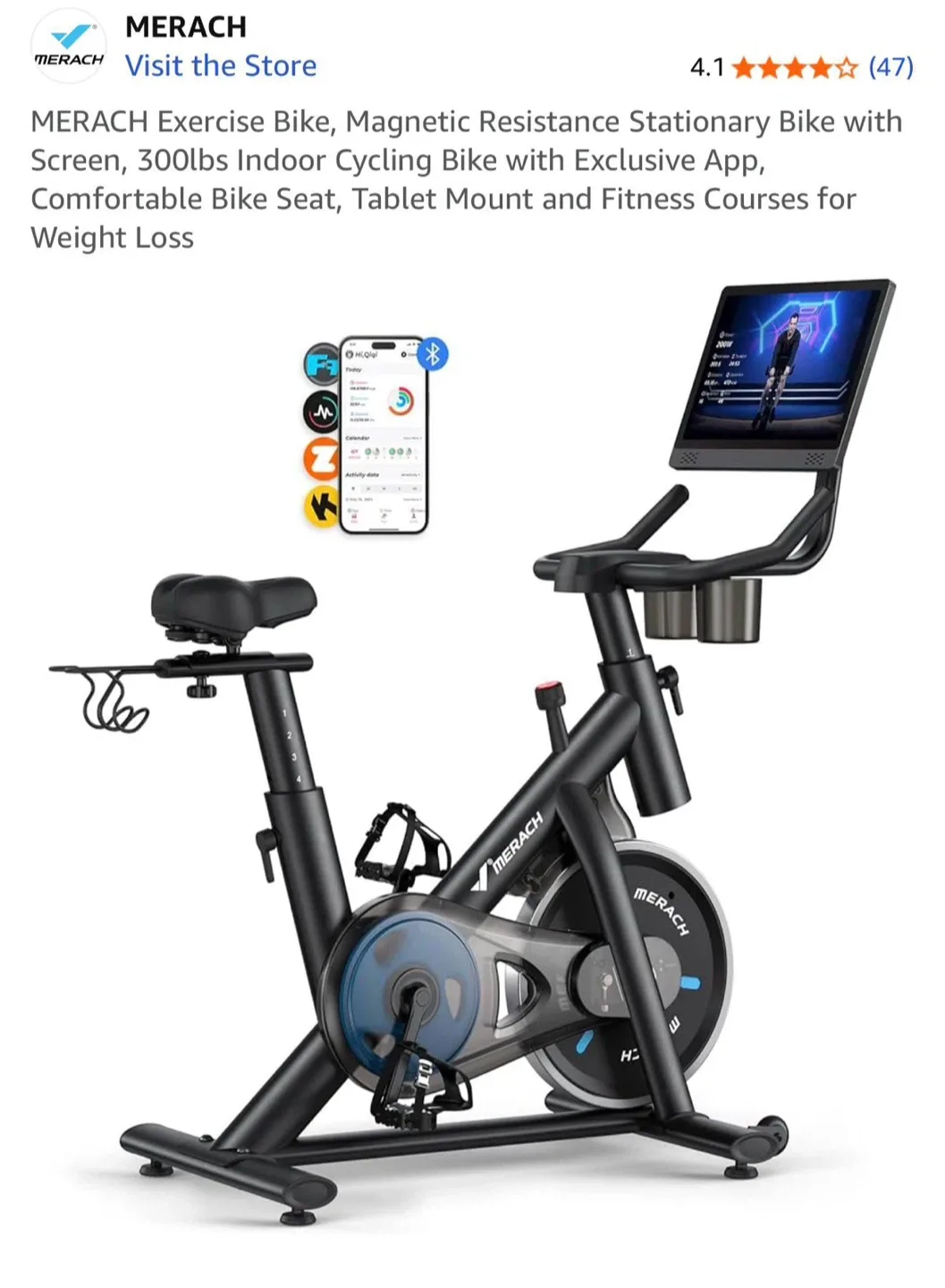 Merach Exercise Bike with 15.6" Touchscreen image indicator(6)