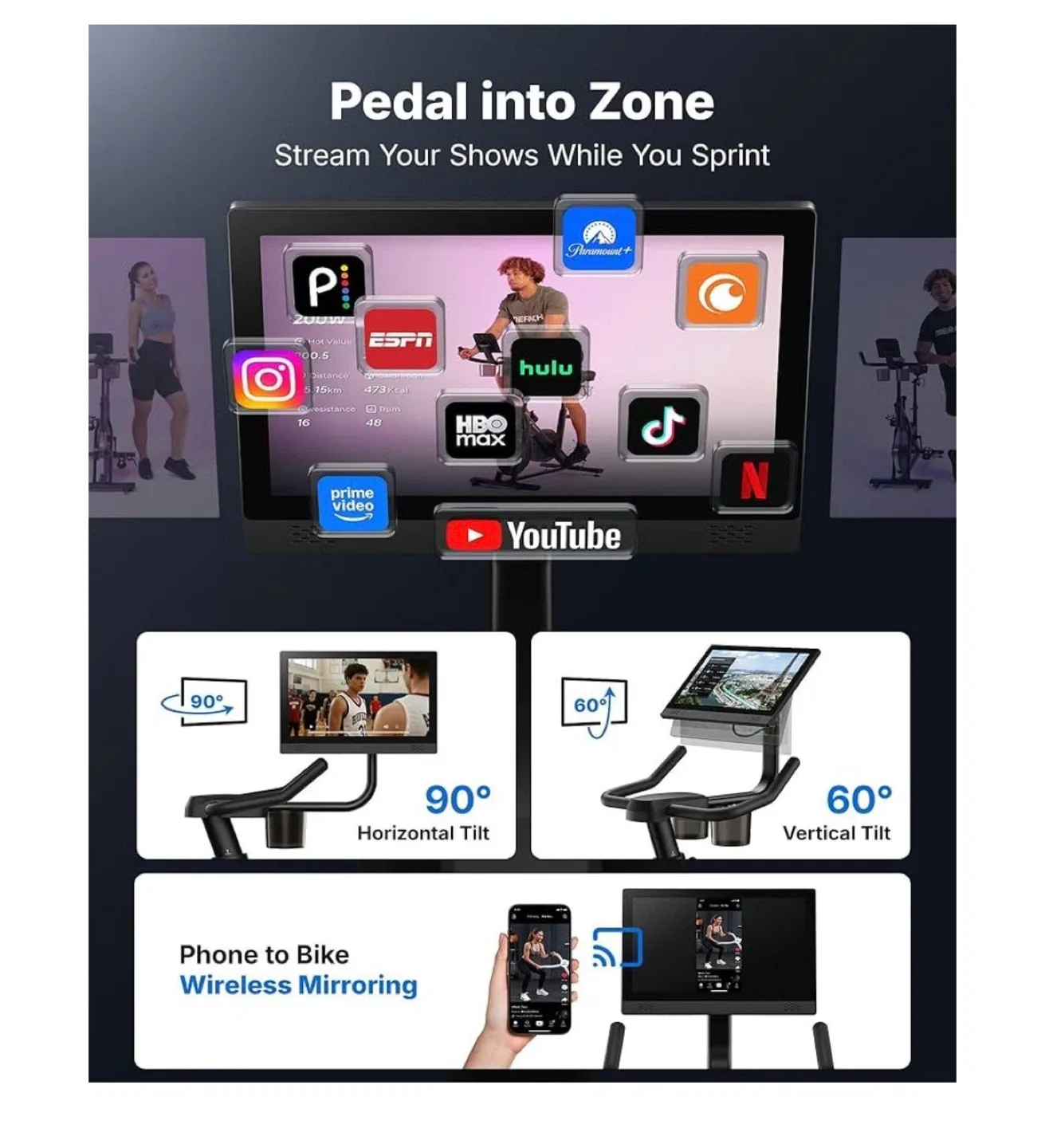 Merach Exercise Bike with 15.6" Touchscreen image indicator(2)