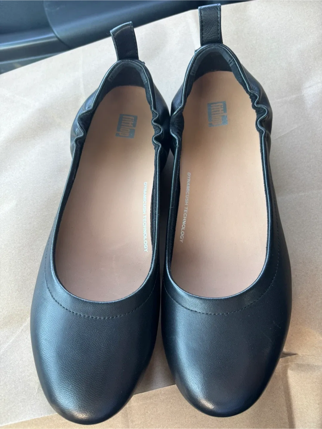 FitFlop Allegro Black Leather Ballet Flats, Size 9 thumbnail