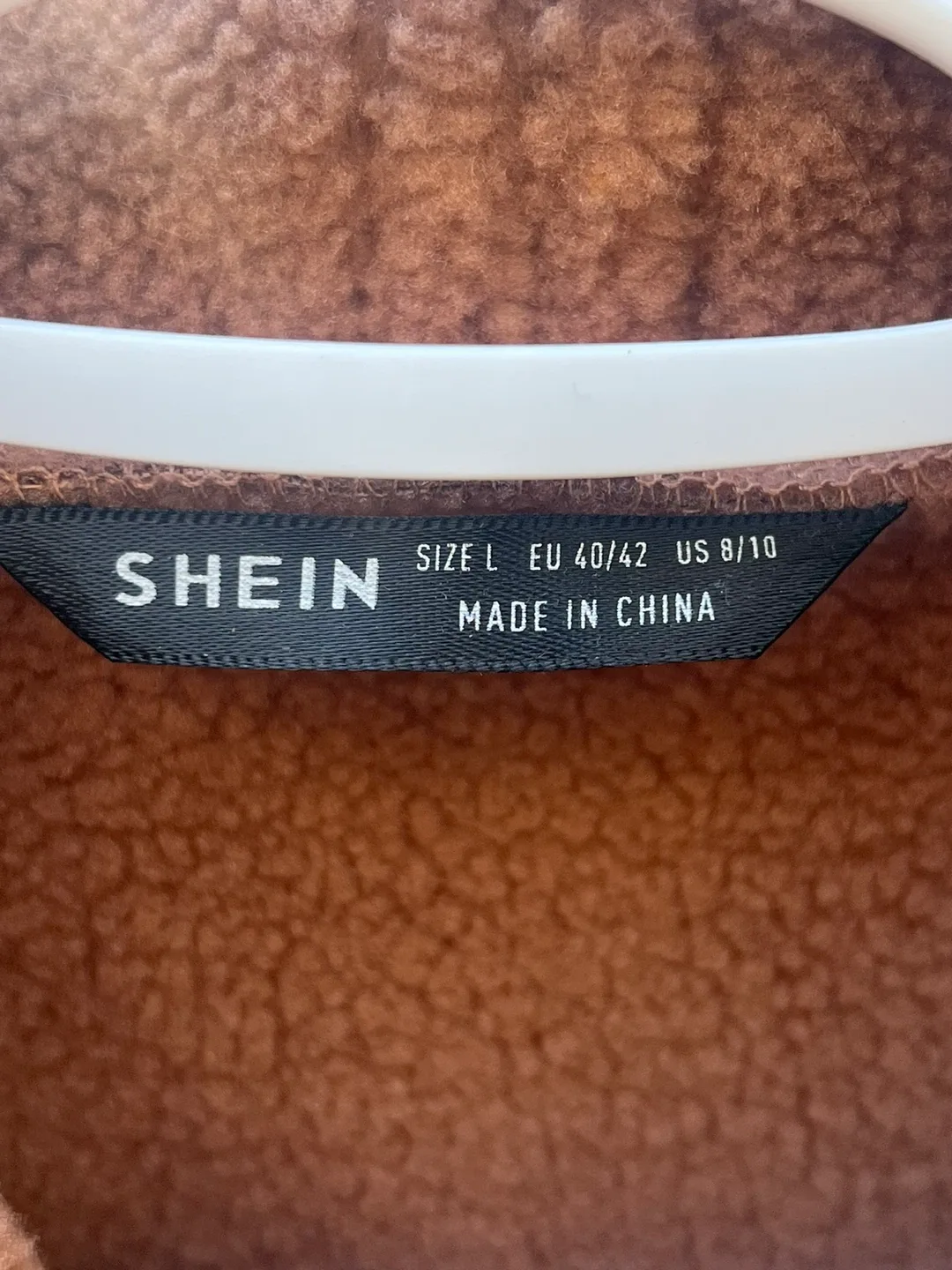 Shein Brown Faux Suede Sherpa Coat - Size L image indicator(3)