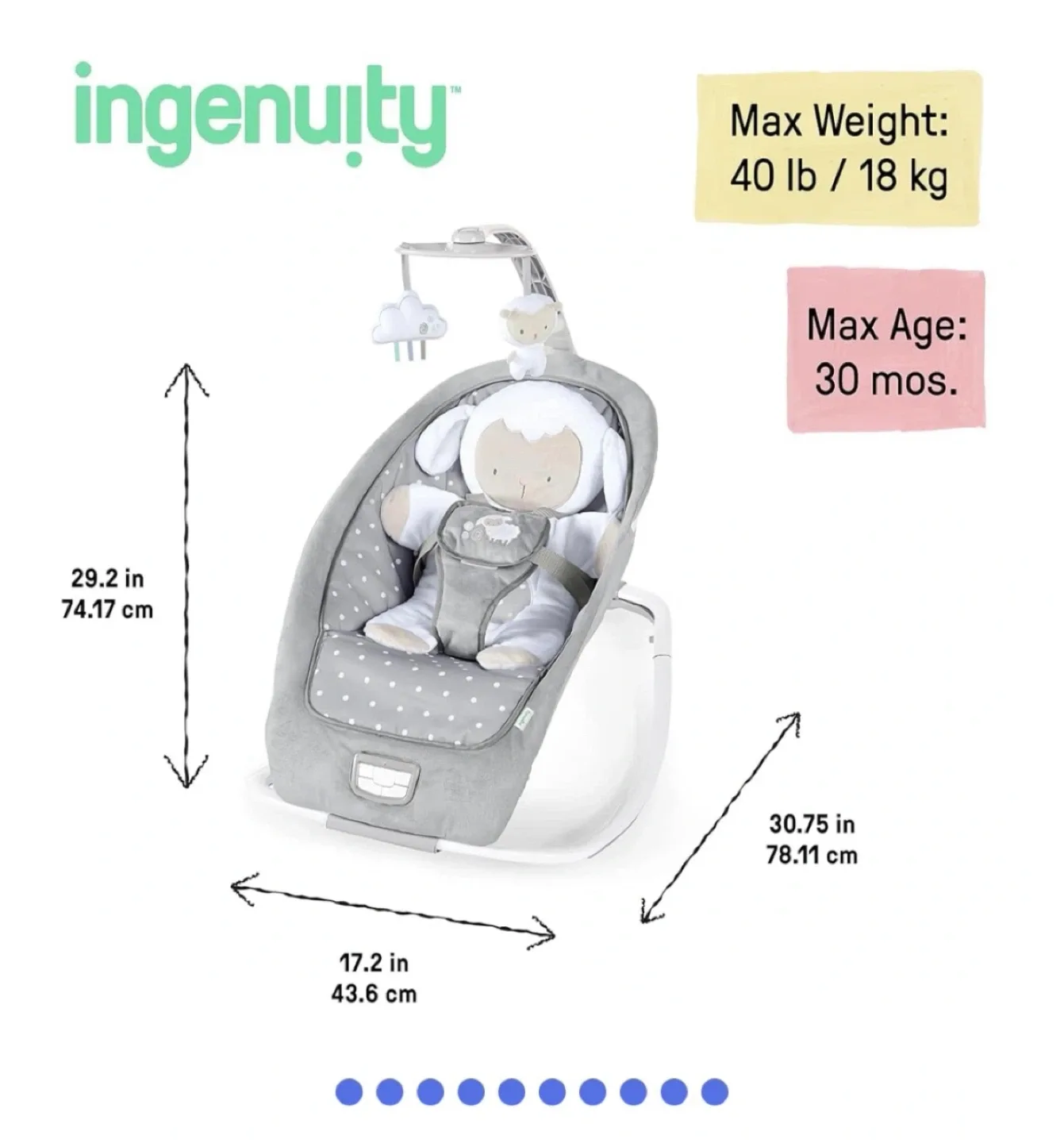Ingenuity Rocking Seat - Cuddle Lamb, 0-30 months image indicator(2)
