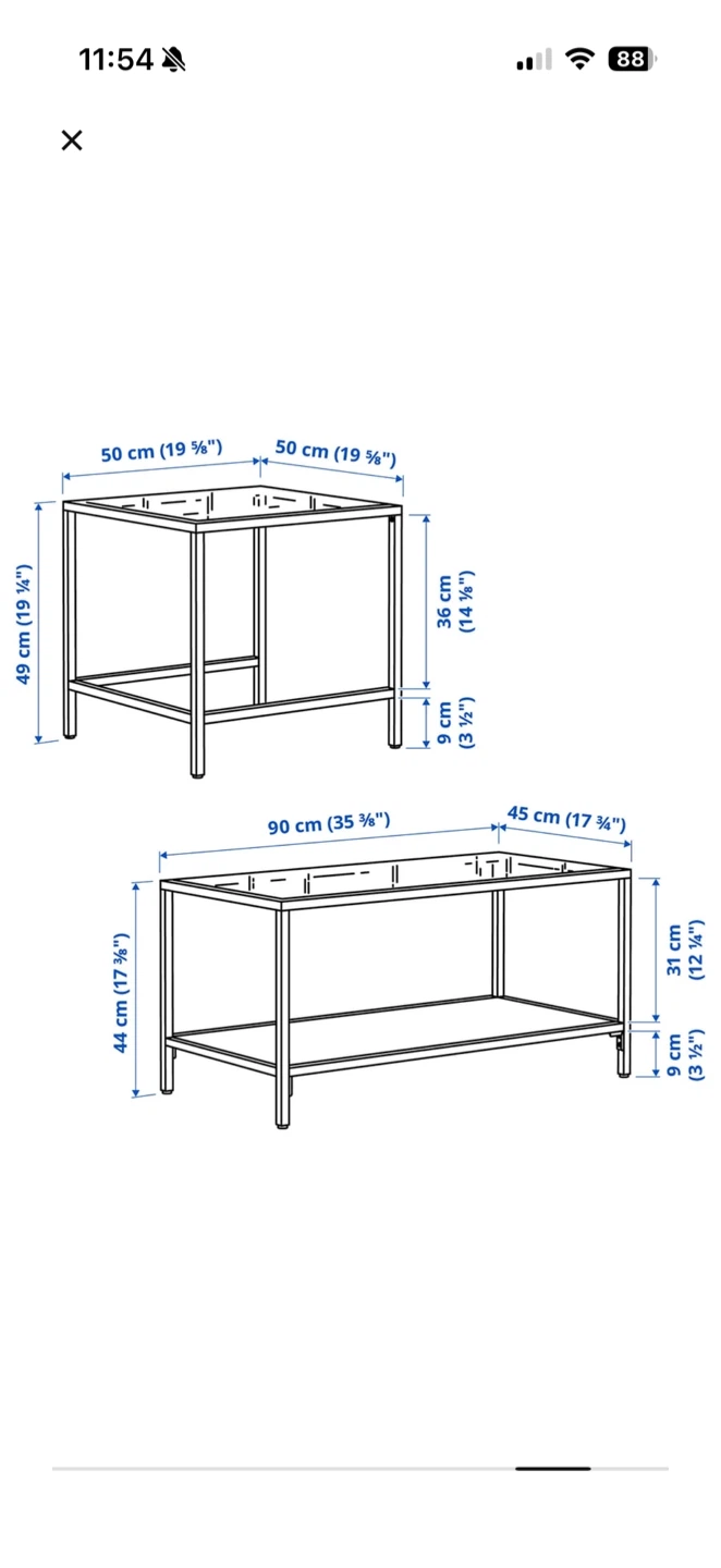 IKEA Nesting Coffee Tables, Glass Top, Black Frame - photo 3