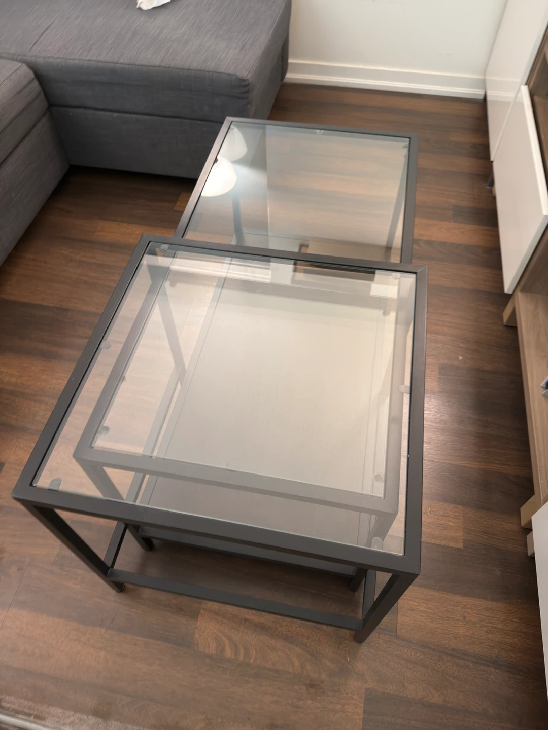 IKEA Nesting Coffee Tables, Glass Top, Black Frame - photo 2