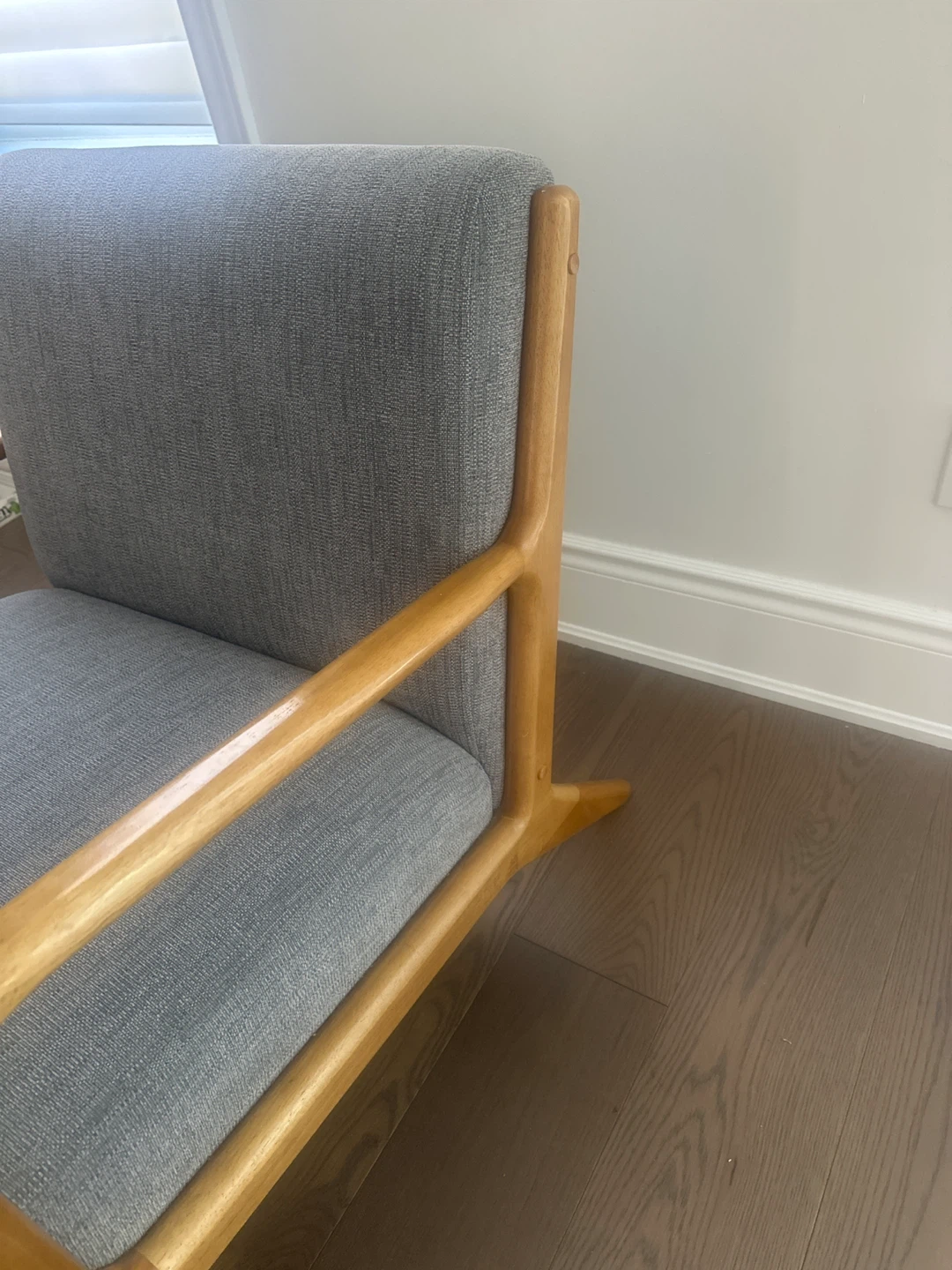 Grey Armchair with Wooden Frame - photo 3