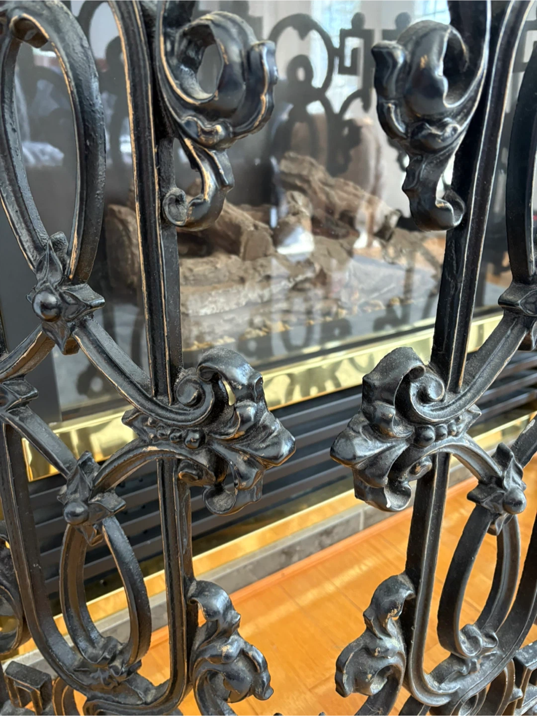 Cast Iron Fireplace Screen, Midcentury Ornate Style - photo 3
