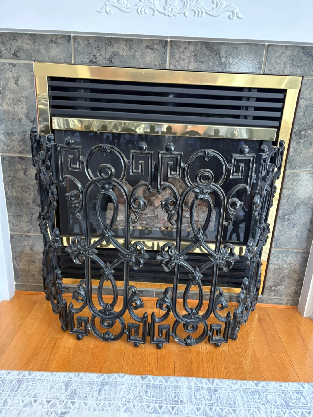Cast Iron Fireplace Screen, Midcentury Ornate Style - photo 2
