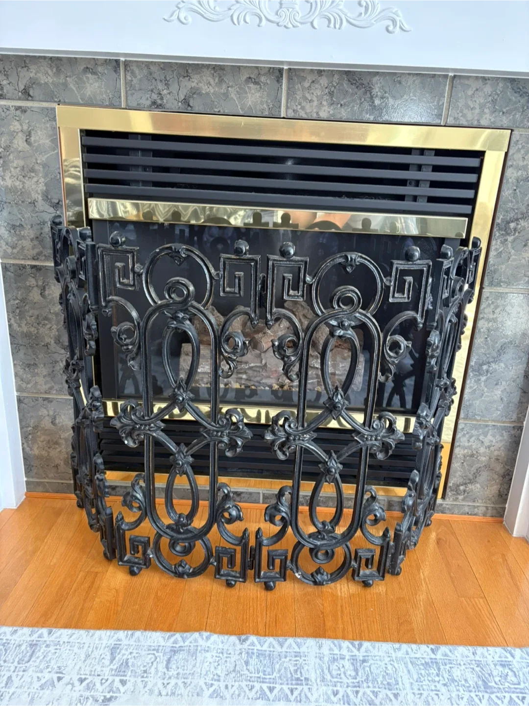 Cast Iron Fireplace Screen, Midcentury Ornate Style image indicator(2)