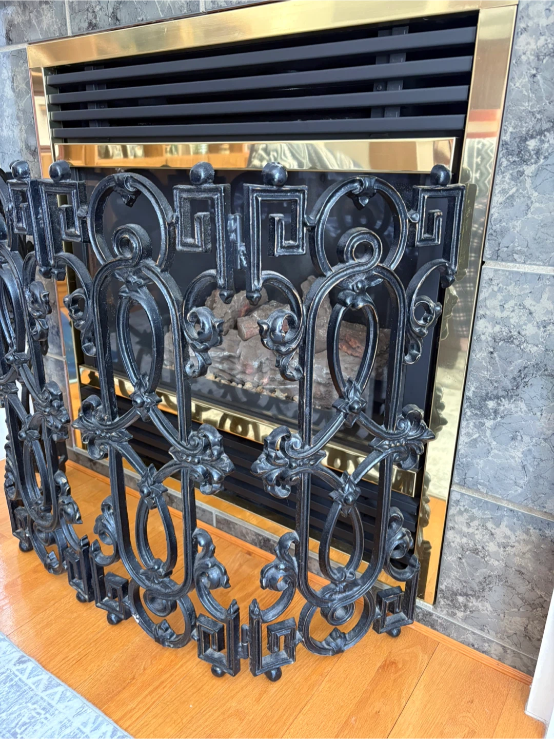 Cast Iron Fireplace Screen, Midcentury Ornate Style - photo 4