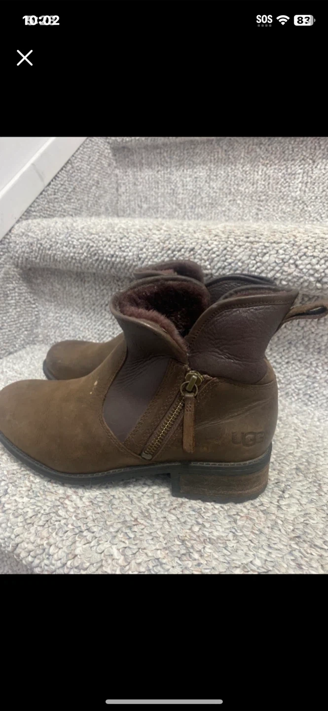UGG Brown Leather Ankle Boots
