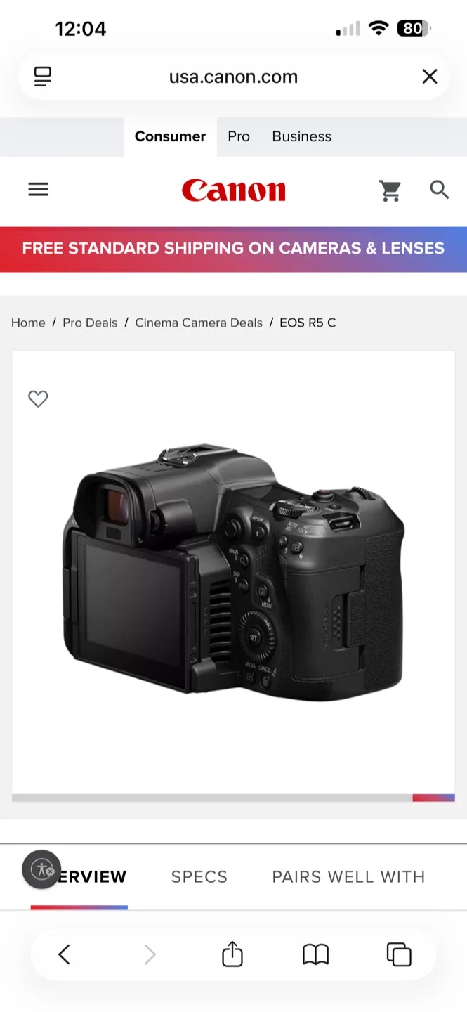 Canon EOS R5 C Digital Cinema Camera (New) image indicator(4)