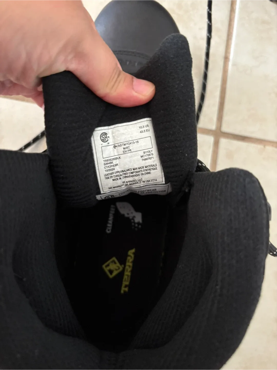 Terra TREMORSRBLK CTCPESBR Black Work Boots - Size 10.5 image indicator(4)