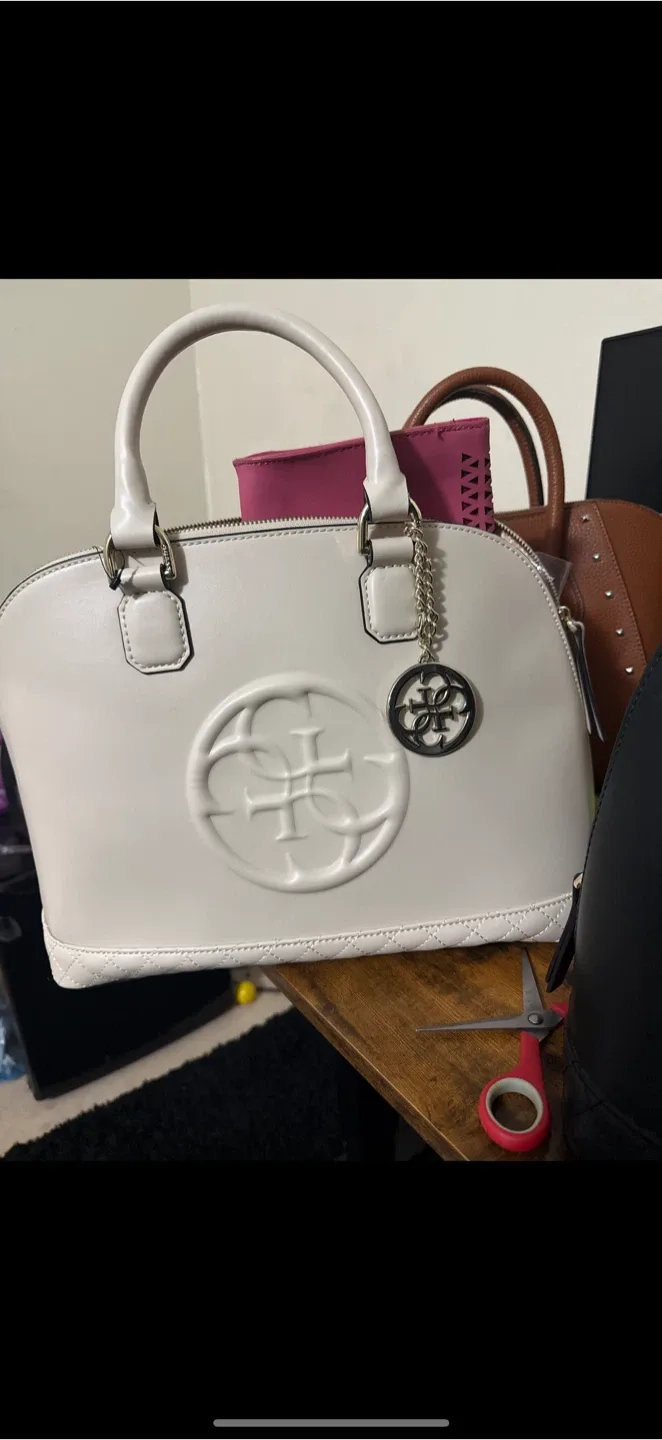 Guess Cream Dome Satchel thumbnail