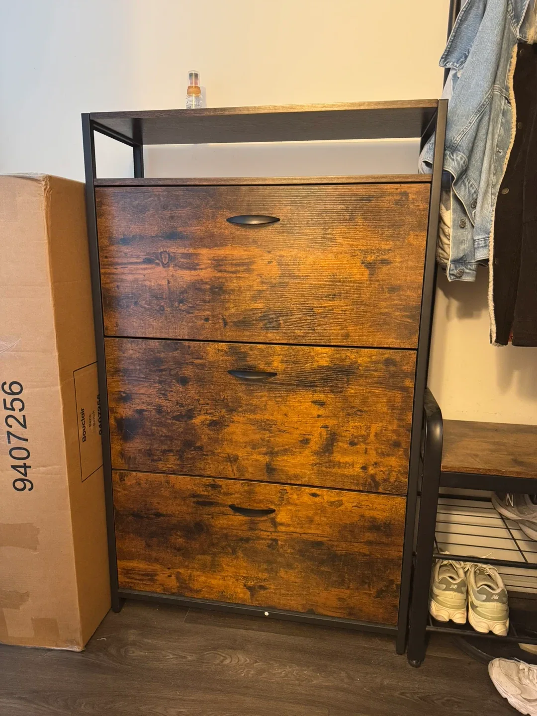 Amazon 3-Drawer Shoe Cabinet with shelf