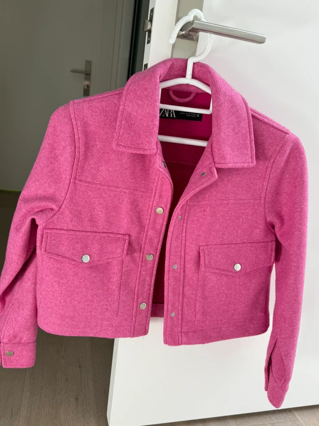 Zara Pink Wool Blend Cropped Jacket - Size XS thumbnail