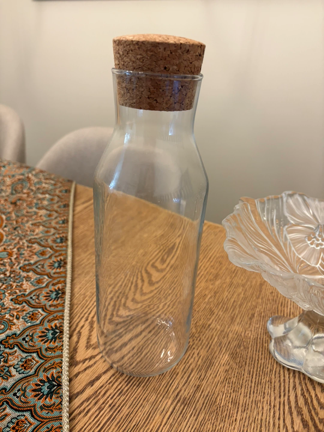 Glass Bottle with Cork & Glass Dessert Bowl - photo 2