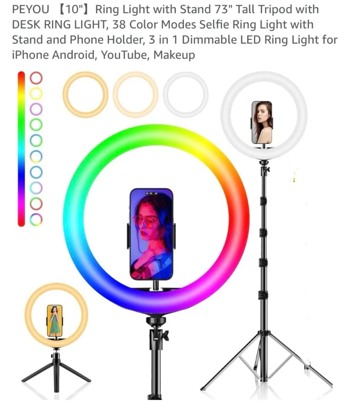 New PEYOU 10” Ring Light with Stand thumbnail