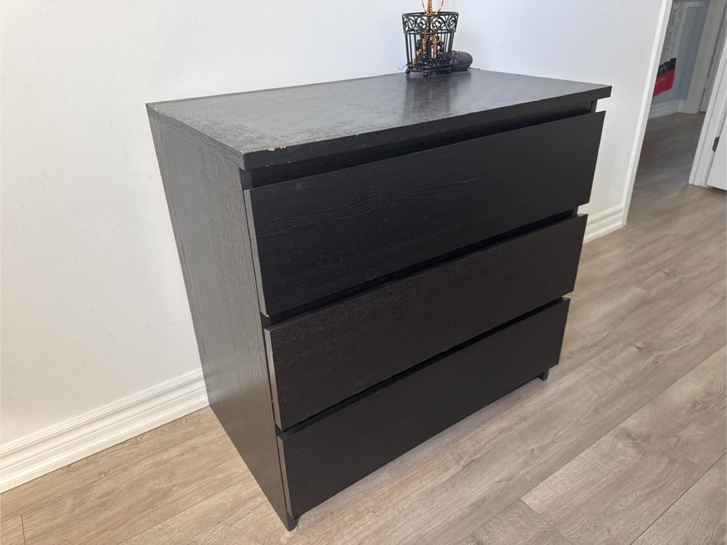IKEA Malm Black-Brown 3-Drawer Dresser