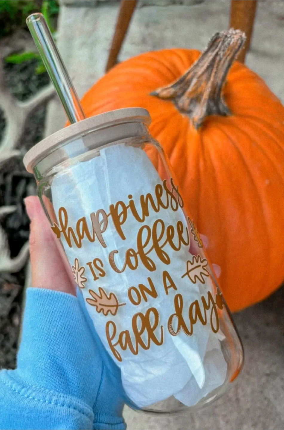 Fall Day Coffee Cup with Straw🧡 thumbnail