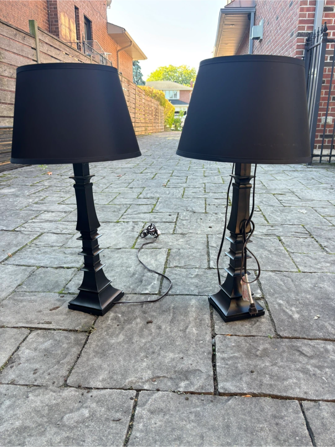 Pair of Black wooden base Table Lamps