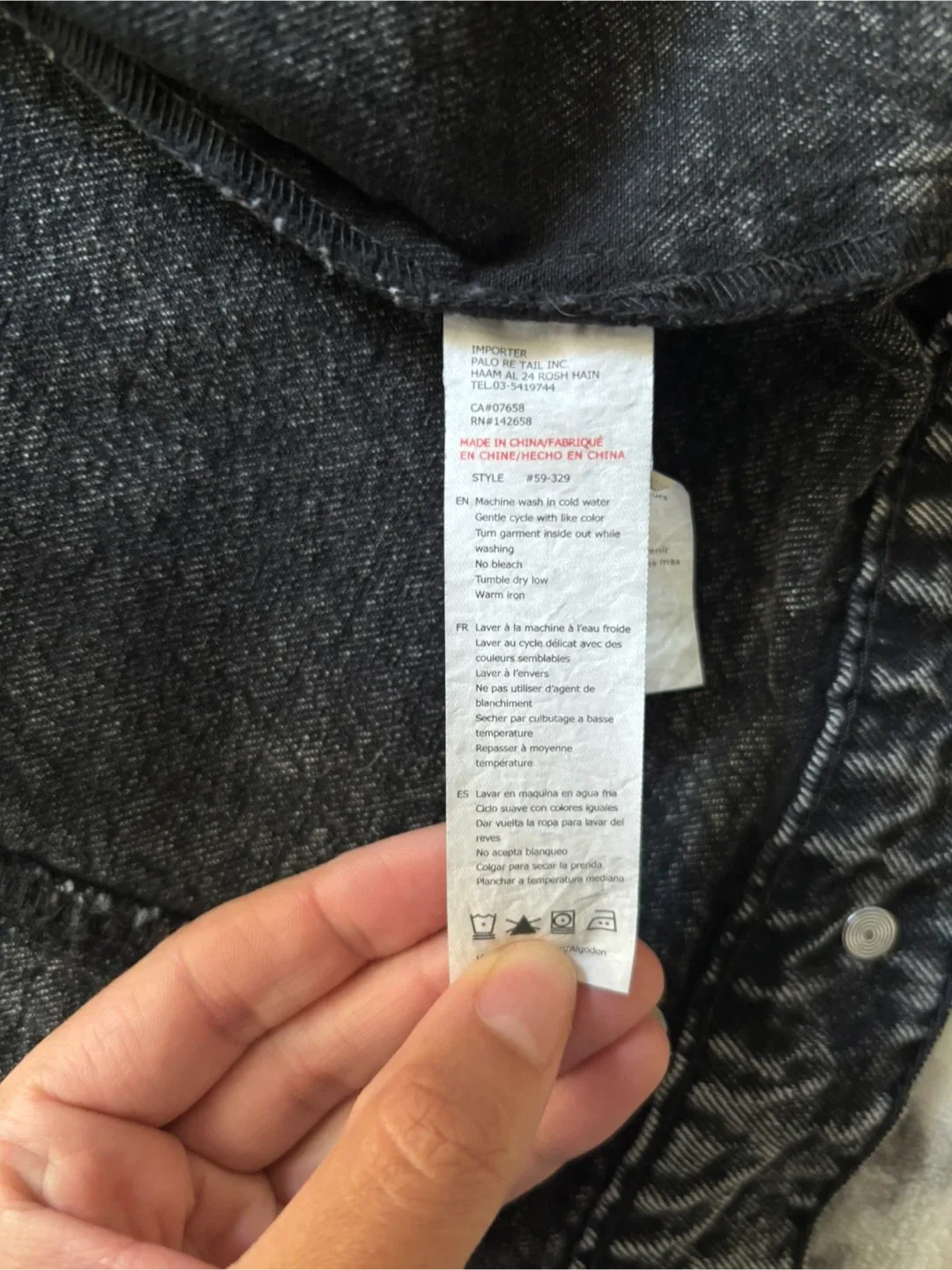 Women’s Black Acid Wash Denim Jacket image indicator(6)