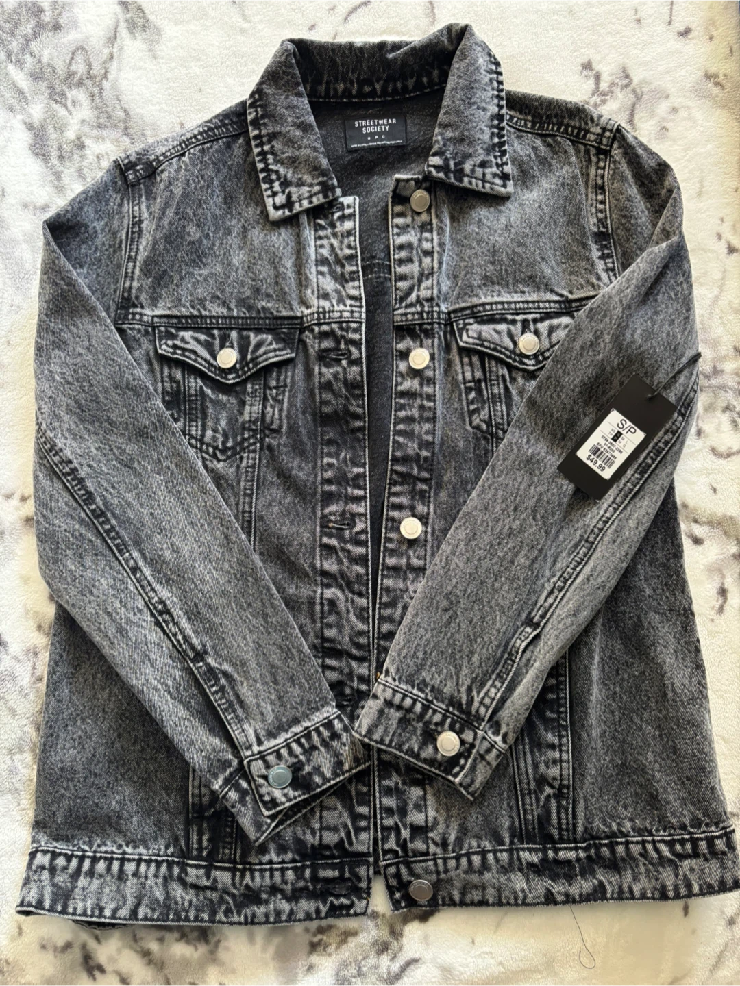 Women’s Black Acid Wash Denim Jacket