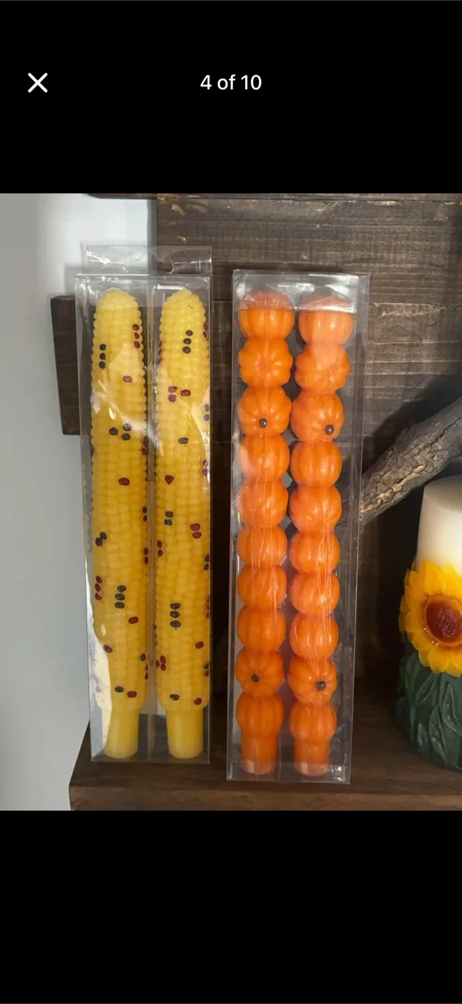 Various fall & autumn decorative candles-corn, pumpkin, squirrel image indicator(4)