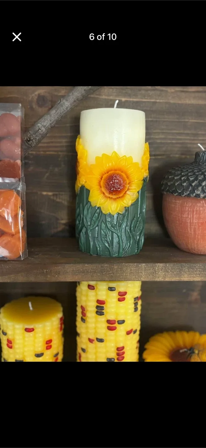 Various fall & autumn decorative candles-corn, pumpkin, squirrel image indicator(6)