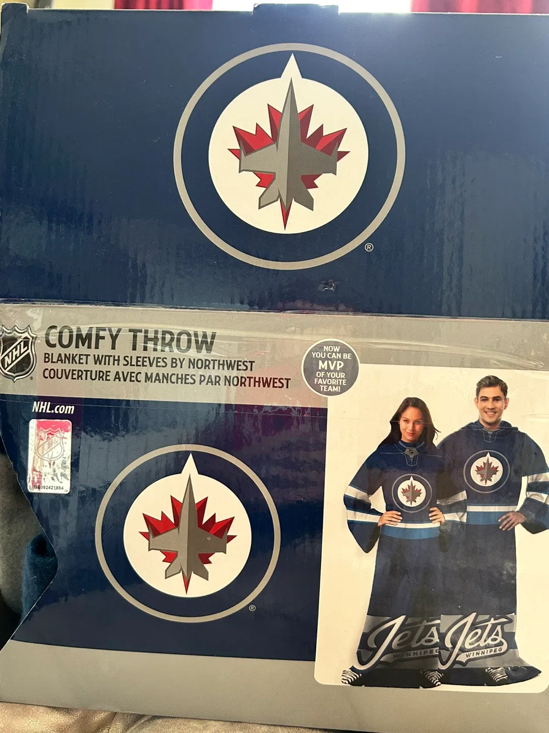 NHL Winnipeg Jets Comfy Throw Blanket with Sleeves thumbnail