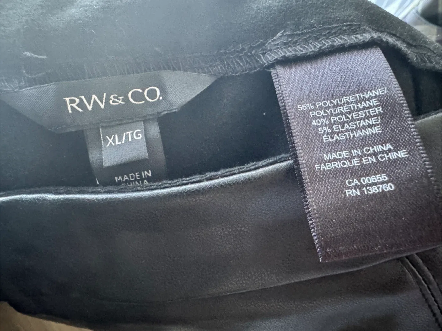 RW&CO. Faux Leather Pants - Black, XL image indicator(3)