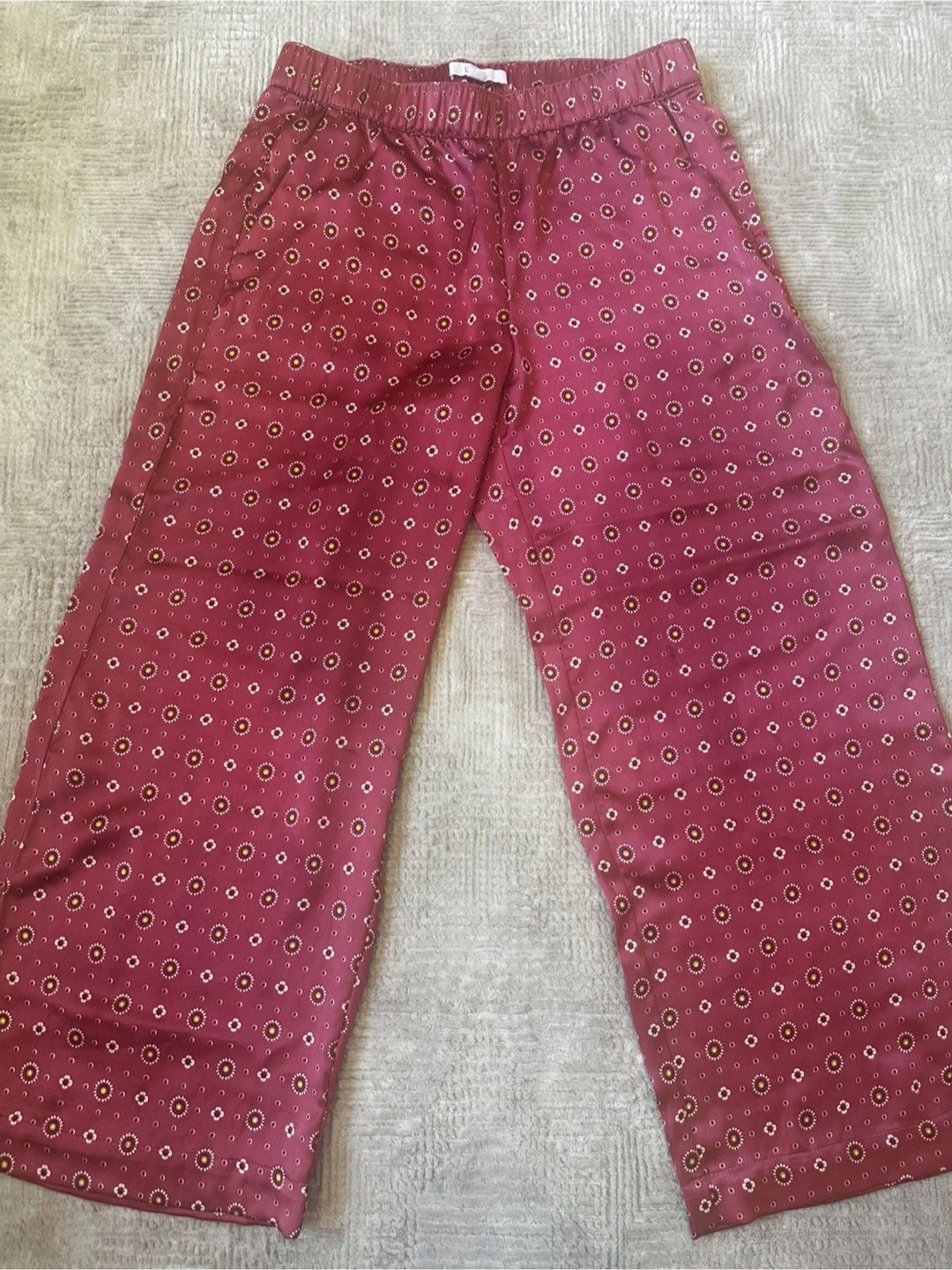 LOFT Maroon Patterned Wide Leg Pants - MP