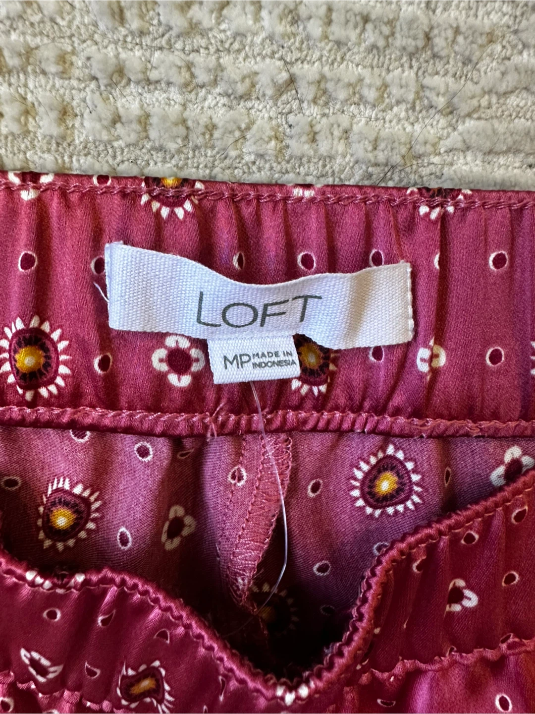 LOFT Maroon Patterned Wide Leg Pants - MP - photo 3