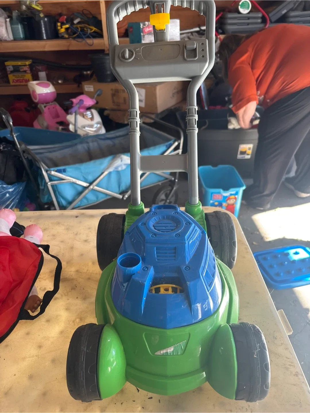 Toy Lawn Mower - Green and Blue thumbnail