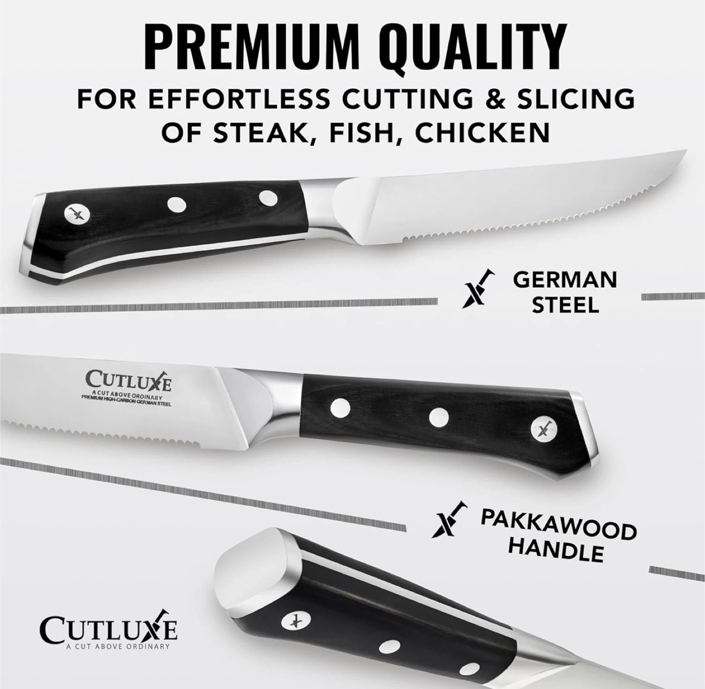 Cutluxe Serrated Steak Knives - 8 Piece Set - photo 2