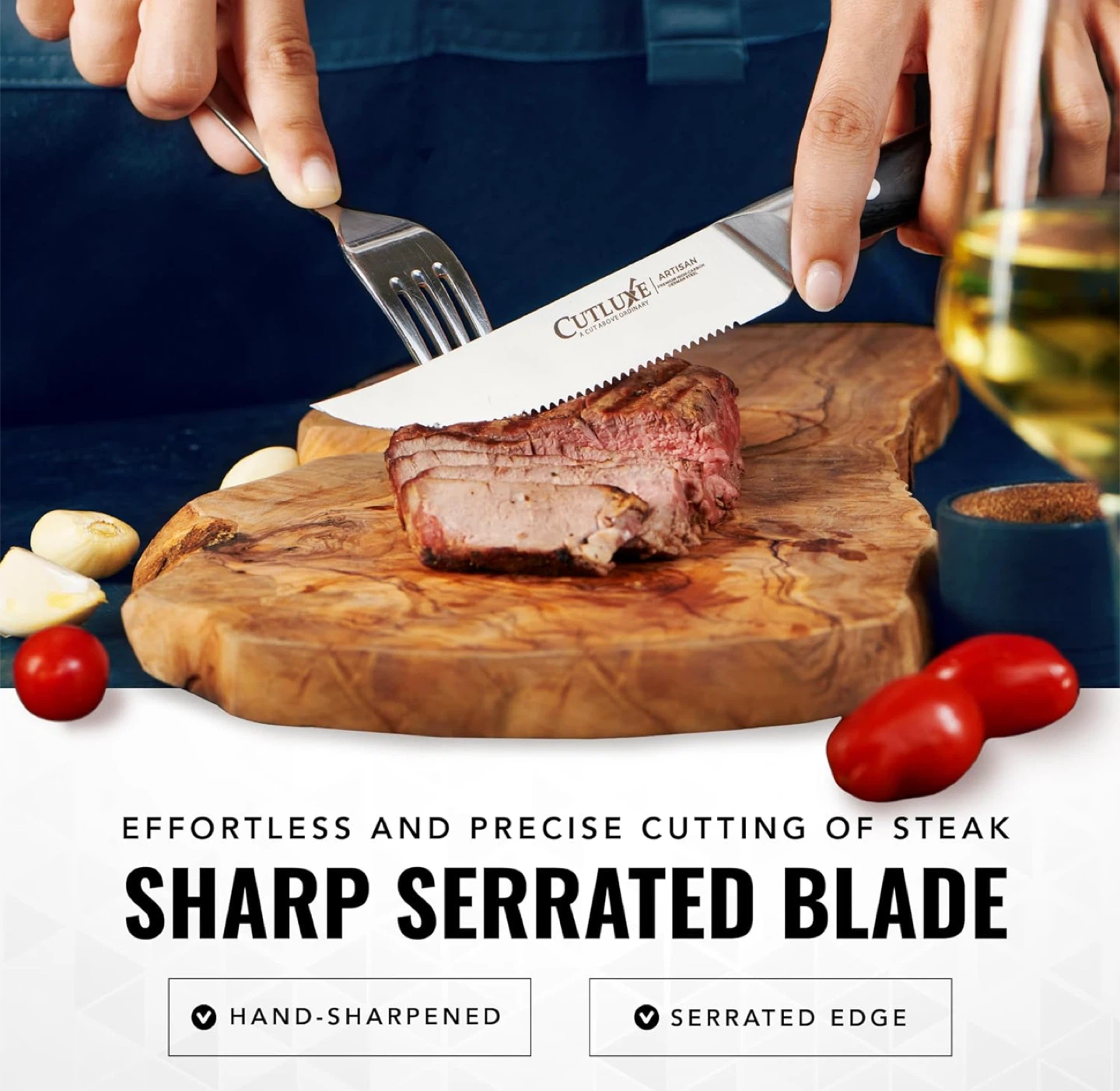 Cutluxe Serrated Steak Knives - 8 Piece Set - photo 3