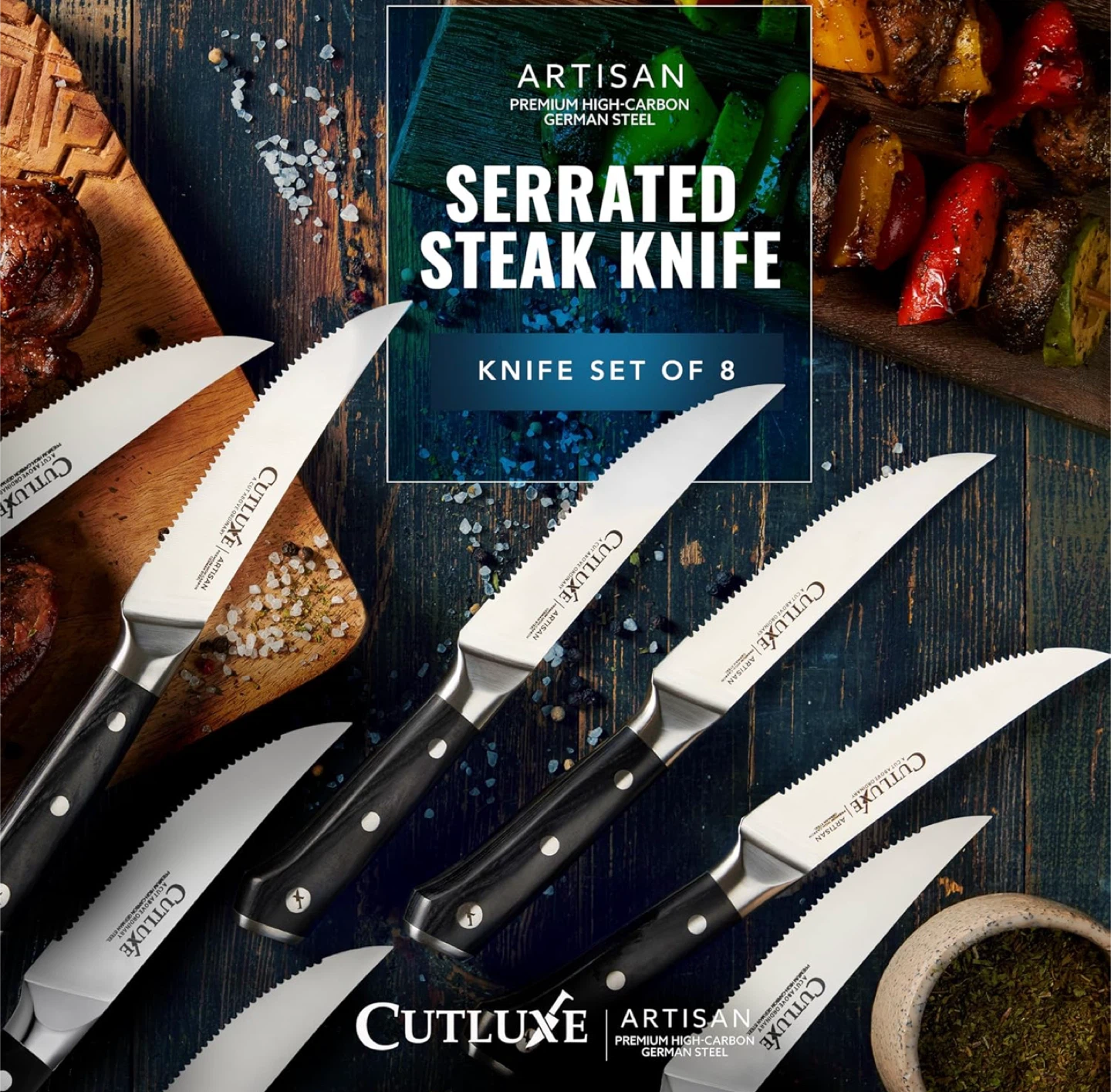 Cutluxe Serrated Steak Knives - 8 Piece Set - photo 4