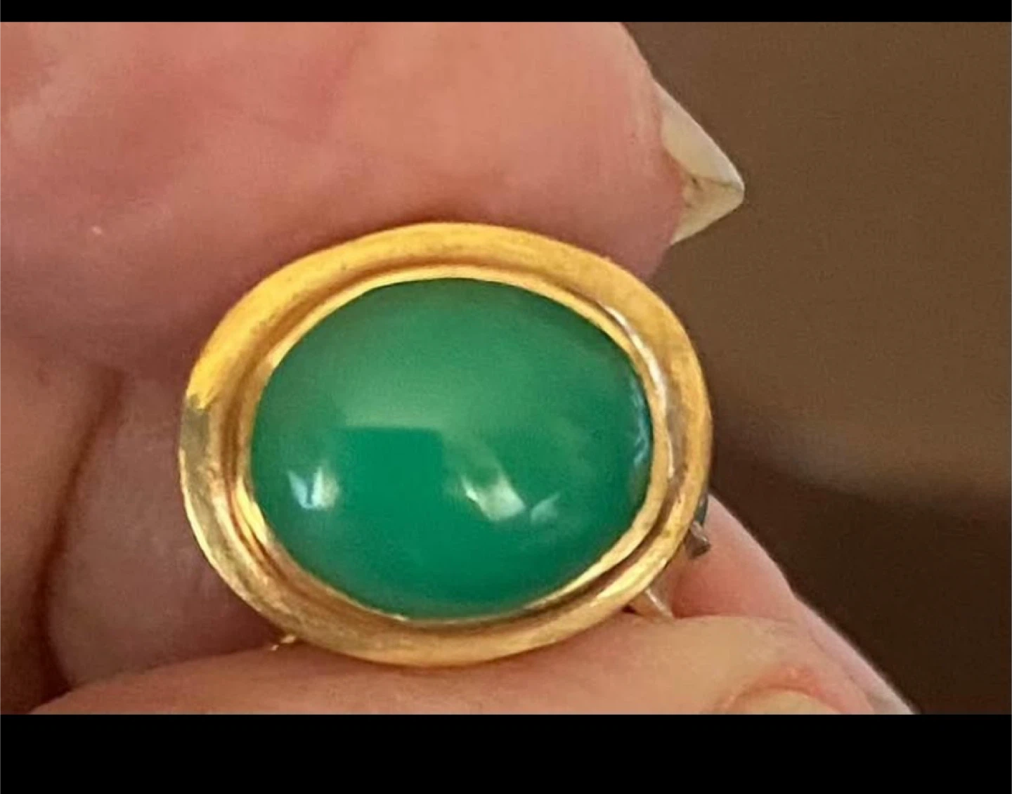Jade- Green Stone Gold Earrings, - 14k - photo 3