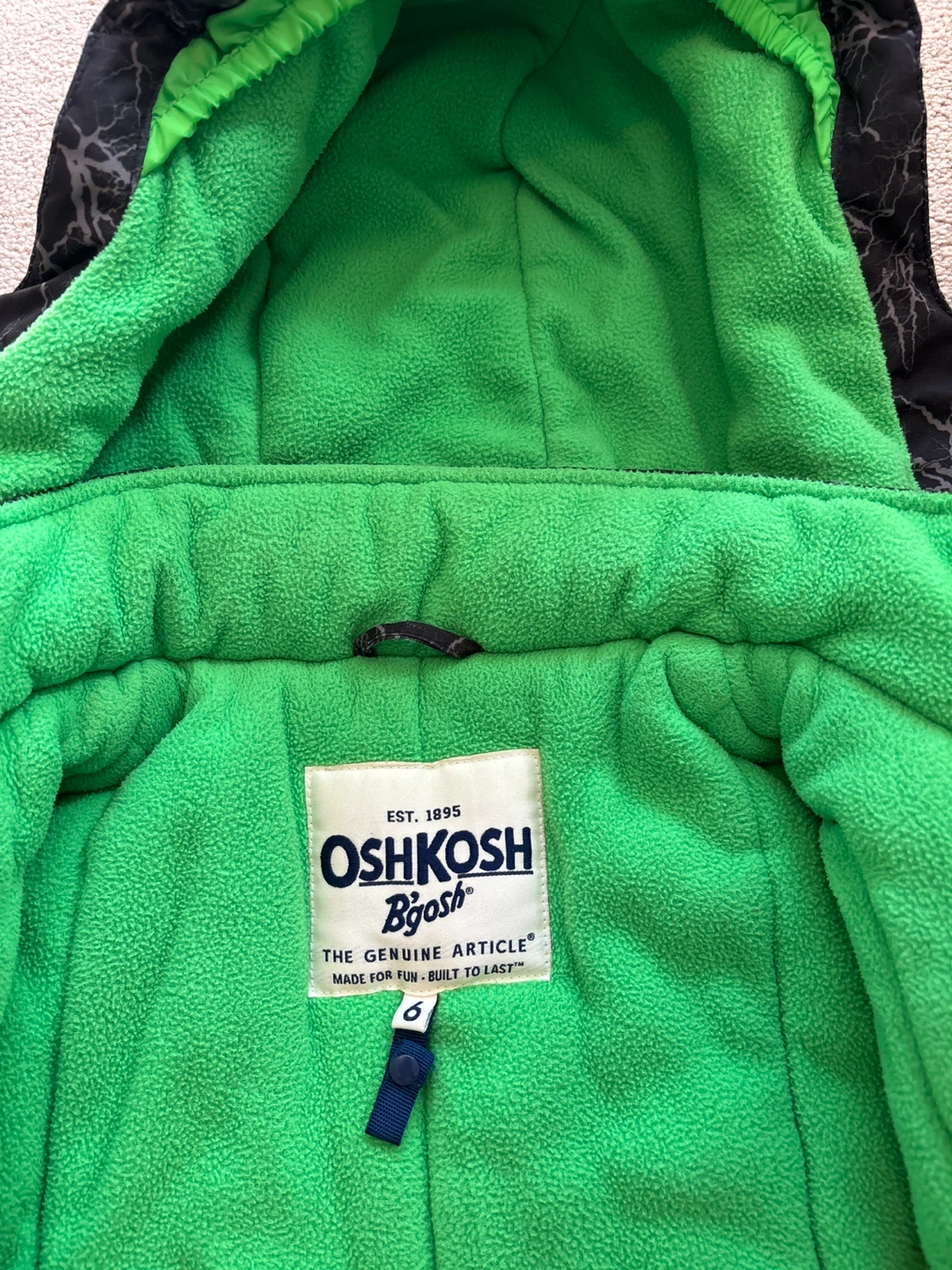 OshKosh B'gosh Kids Snowsuit Set - Black & Green size 6 - photo 4