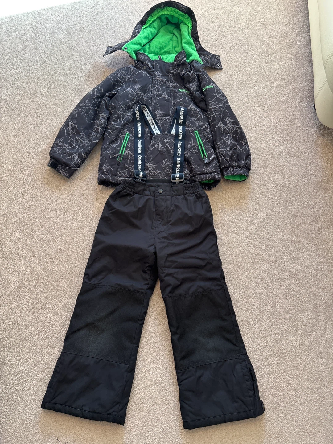 OshKosh B'gosh Kids Snowsuit Set - Black & Green size 6 - photo 2