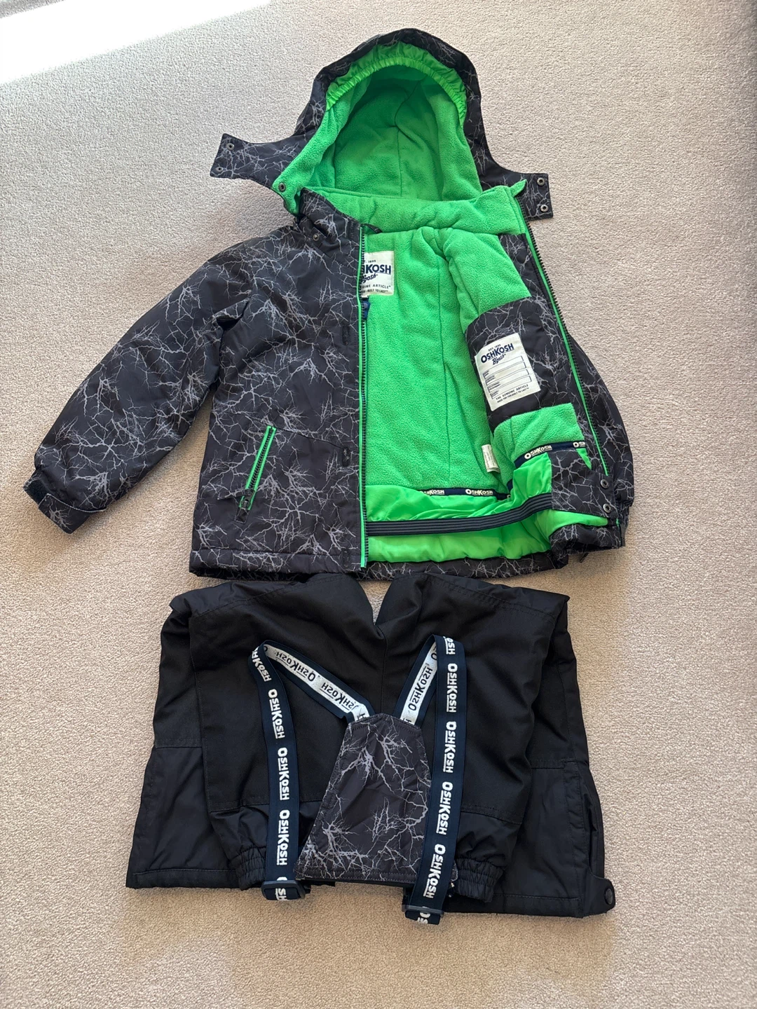 OshKosh B'gosh Kids Snowsuit Set - Black & Green size 6 - photo 3