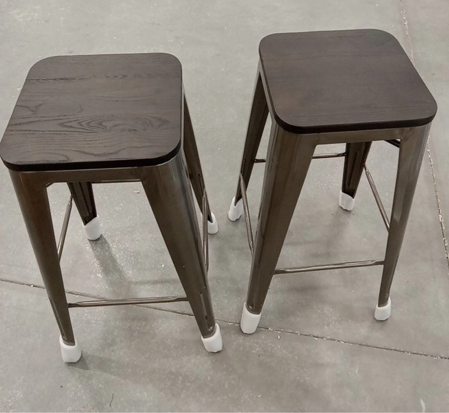 Brand New Set of 2 Dark Brown Metal Bar Stools