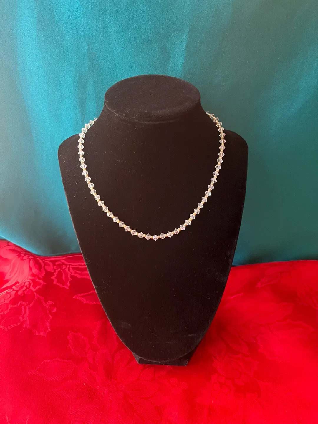 Vintage Crystal Beaded Necklace - 14 inches