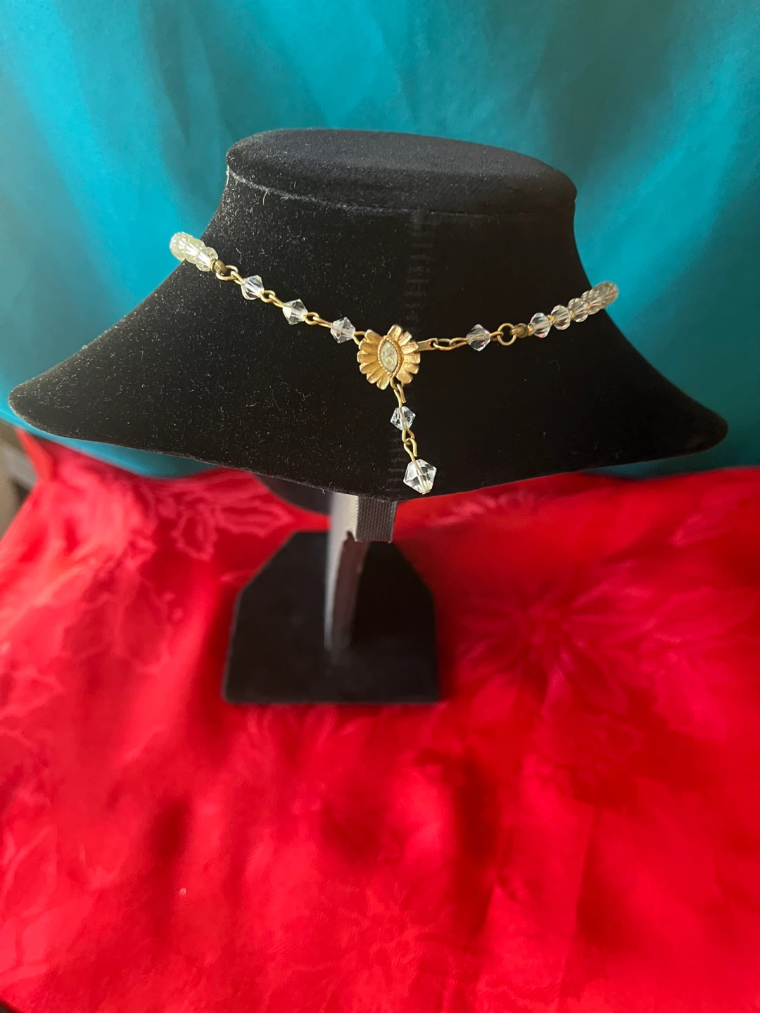 Vintage Crystal Beaded Necklace - 14 inches - photo 2