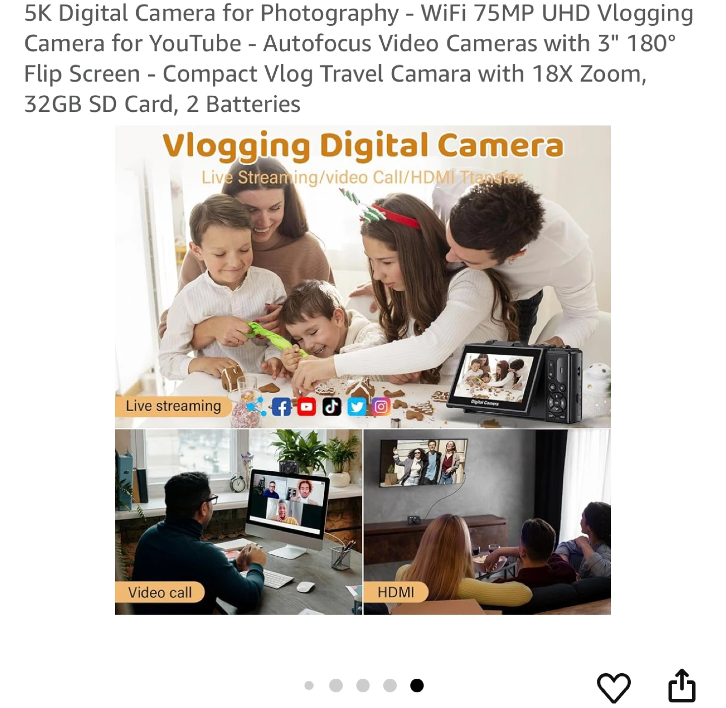 5K Digital Camera for Photography - WiFi 75MP UHD  Camera - photo 3