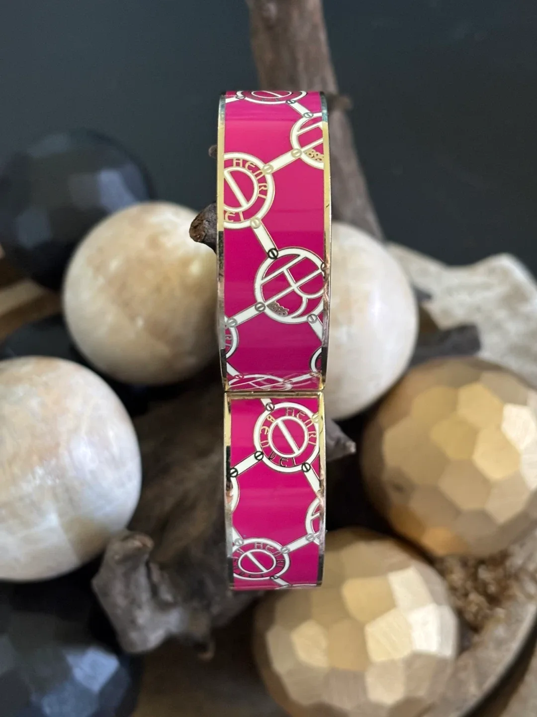 Henri Bendel signature logo hinged bangle bracelet image indicator(3)