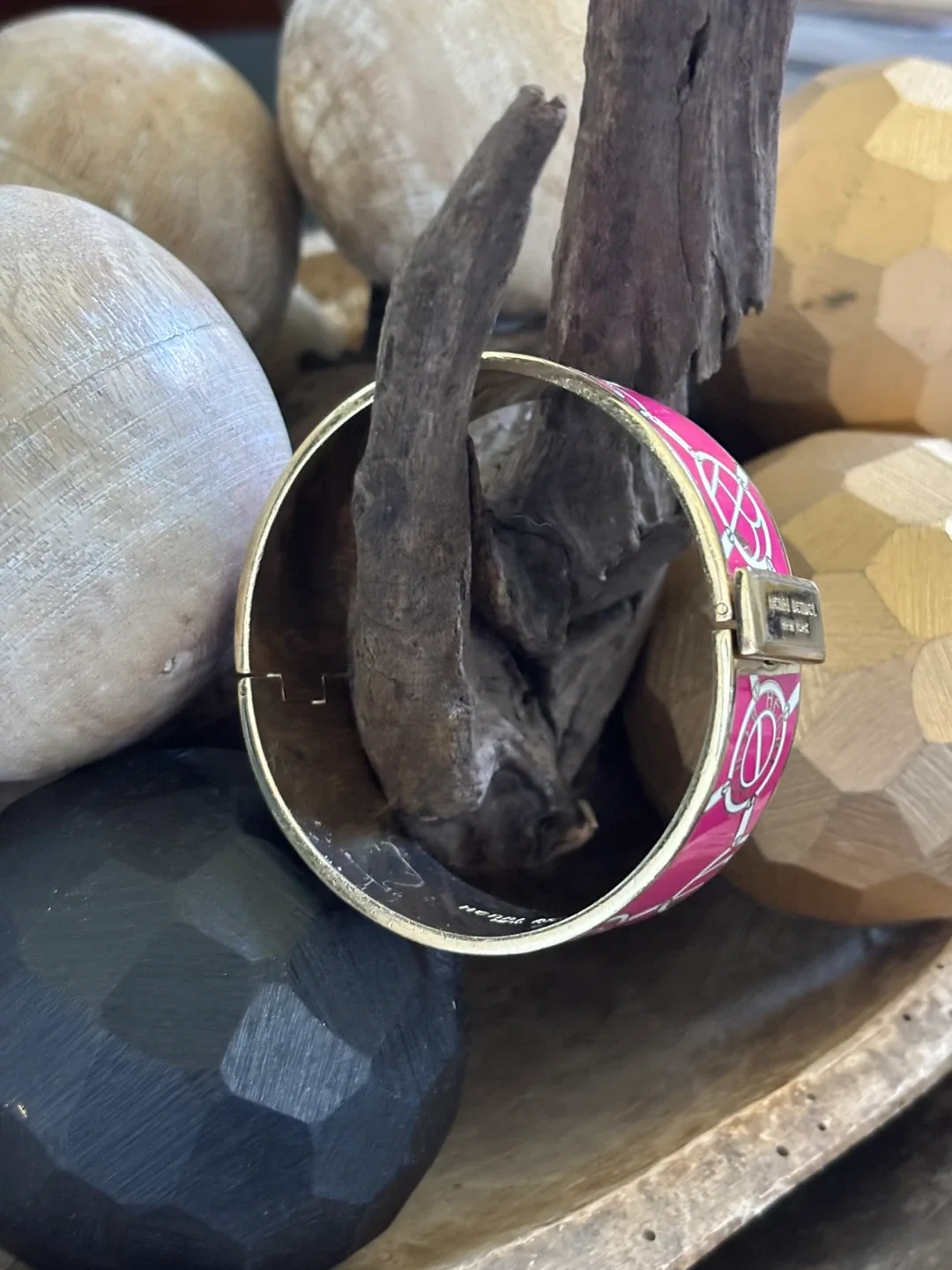 Henri Bendel signature logo hinged bangle bracelet image indicator(4)